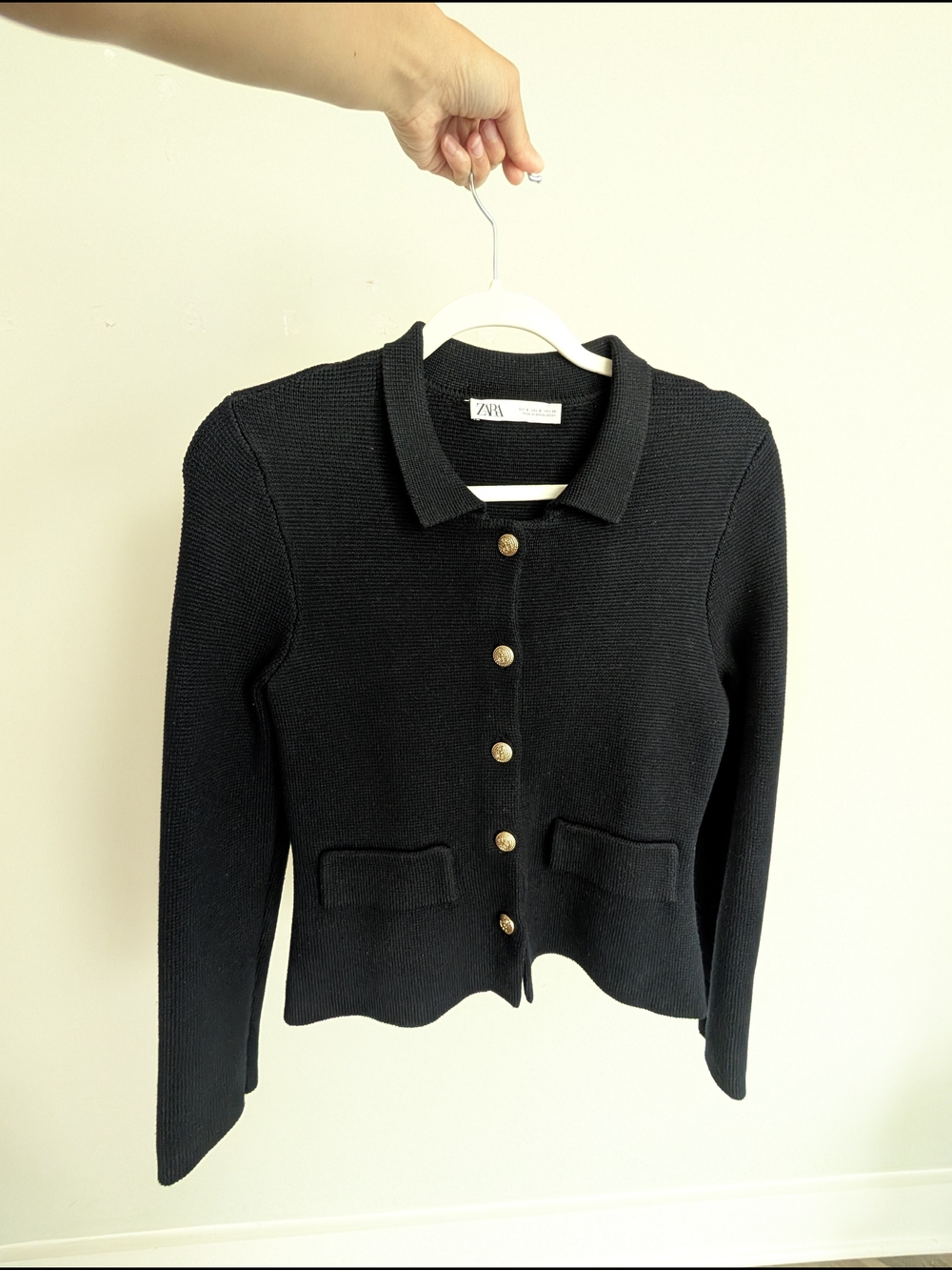 Zara Black Knit Button-Up Cardigan